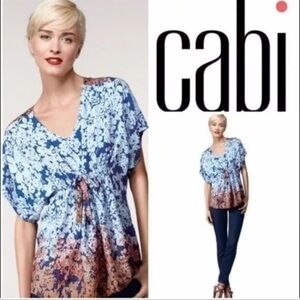 CAbi Hippie Blue Floral Ombre Dolman Sleeve Boho Top. Size S